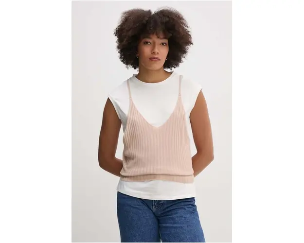 Sisley bluza femei, culoarea bej, neted, 3UNZL105V