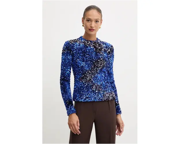 Marella bluza femei, culoarea albastru marin, cu imprimeu, 2423946112200