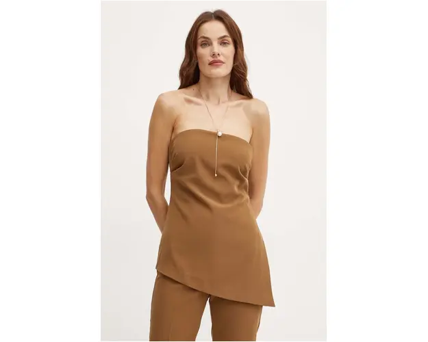 Bardot bluza COSMOS femei, culoarea maro, neted, 59267TB