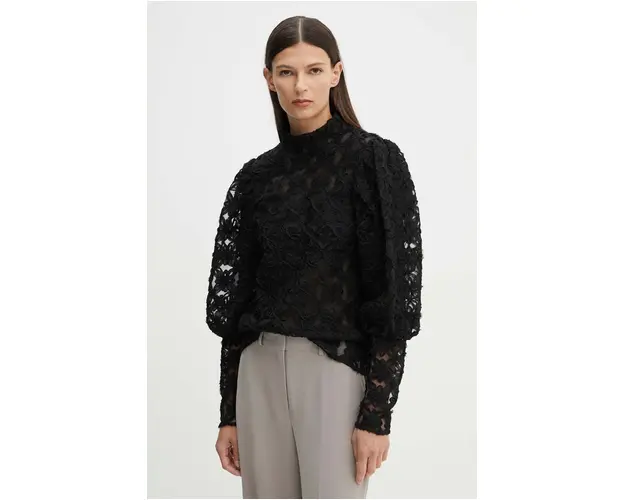 MUNTHE bluza THIKI femei, culoarea negru, cu imprimeu, 243103824330