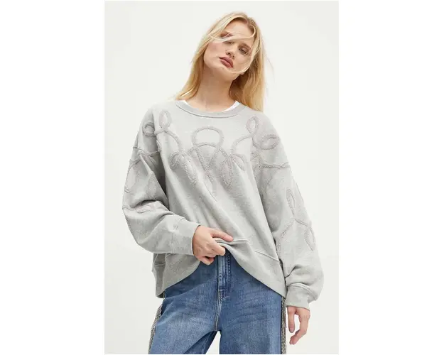 MUNTHE bluza TAZZY femei, culoarea gri, cu imprimeu, 243115024363
