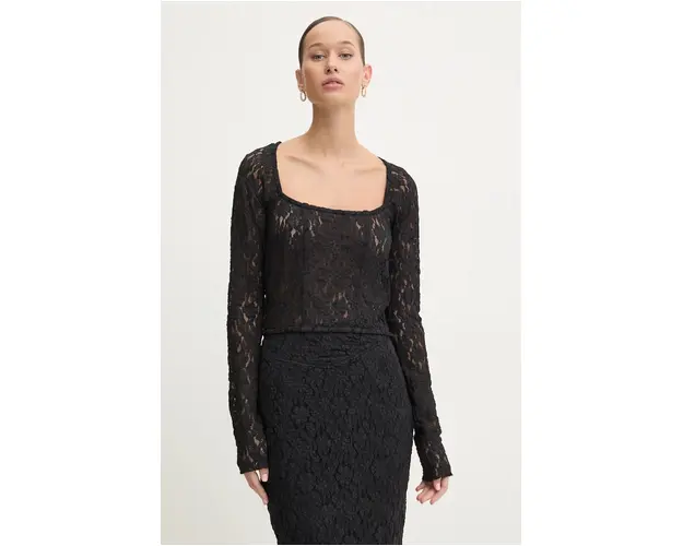 Rotate bluza femei, culoarea negru, neted, 113069100