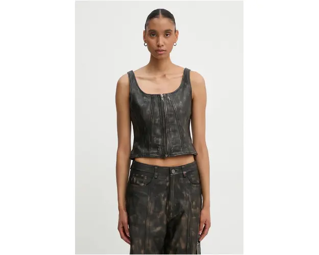 Gestuz bluza din piele culoarea negru, modelator, 10909487