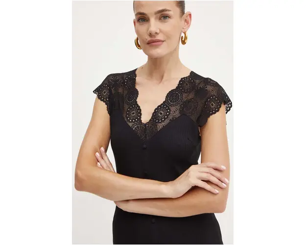 Morgan bluza DELOR femei, culoarea negru, neted, DELOR