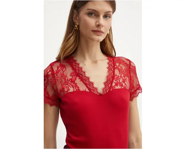 Morgan bluza DLAMI femei, culoarea bordo, in modele florale, DLAMI