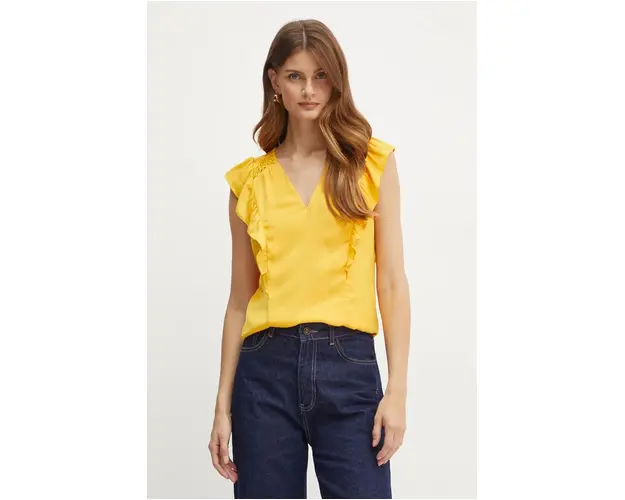 Morgan bluza ORENZO femei, culoarea galben, cu imprimeu, ORENZO