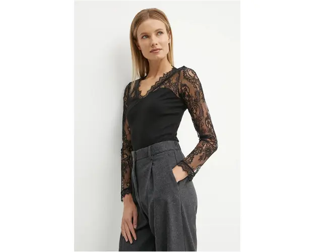 Morgan bluza TLAMI femei, culoarea negru, neted, TLAMI