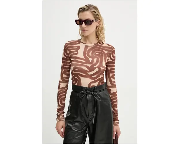 Nanushka longsleeve LYMEE culoarea maro, NW24PFTP15215