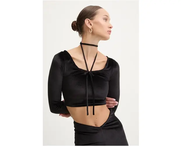 Fiorucci longsleeve de catifea culoarea negru, W01FMTLO115VR01BK01