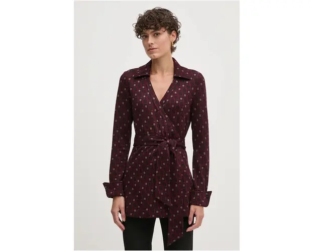 DIANE VON FURSTENBERG hanorac din amestec de lana culoarea violet, modelator, DVFBL3S016