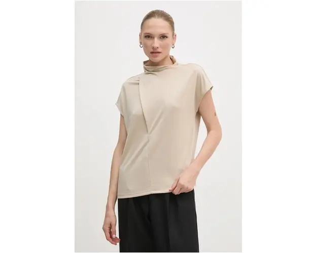 OUI tricou culoarea bej, cu turtleneck, 89862