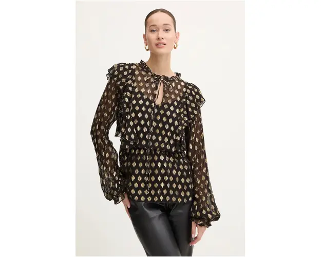 Never Fully Dressed bluza Primrose Blouse femei, culoarea negru, modelator, NFDTO1459