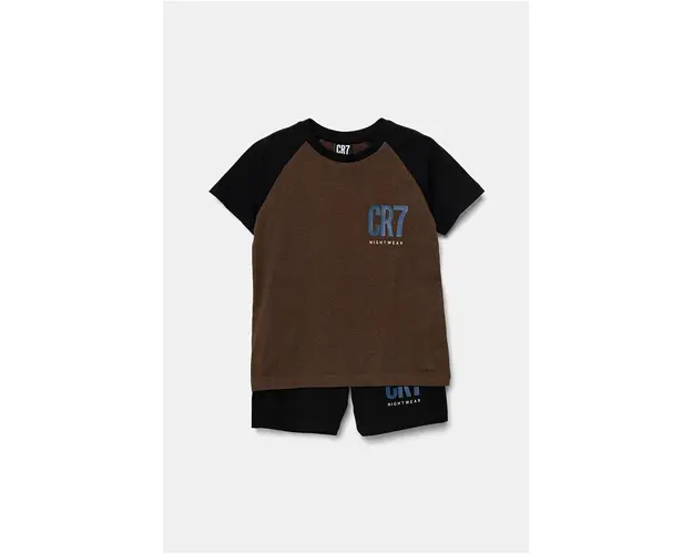 CR7 Cristiano Ronaldo pijamale de bumbac pentru copii culoarea maro, cu imprimeu, 8770.41.751