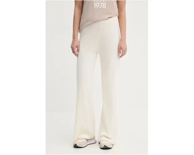 United Colors of Benetton pantaloni de trening din bumbac culoarea bej, neted, 10943F00R