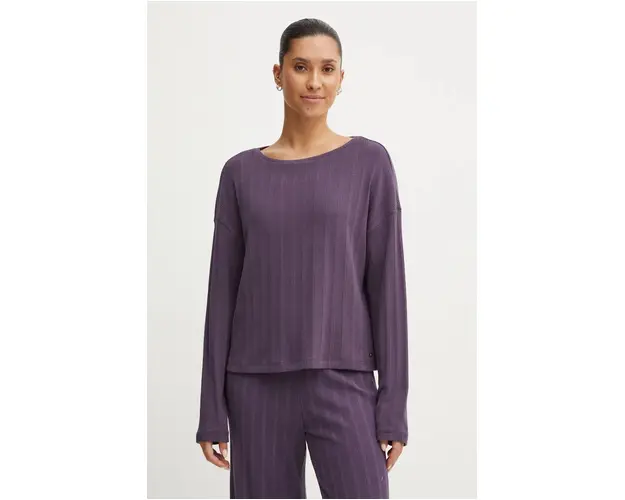 United Colors of Benetton longsleeve de pijama culoarea albastru marin, 3MUD3M06B