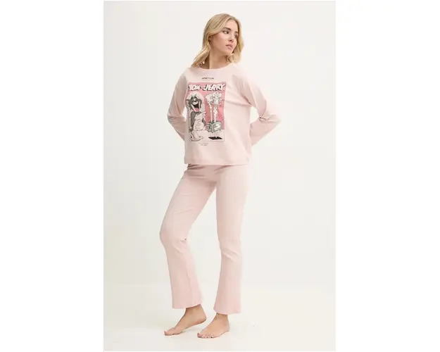United Colors of Benetton pijama x TOM&JERRY femei, culoarea roz, 3DKE3P03B