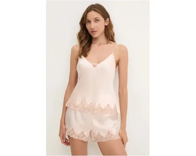 Chantelle top de pijama de matase culoarea roz, C15OI5