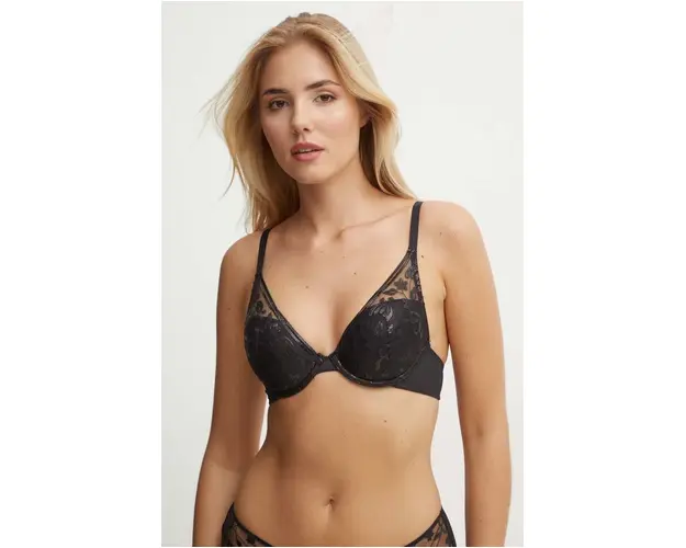 Chantelle sutien culoarea negru, dantela, neted, C22CNR