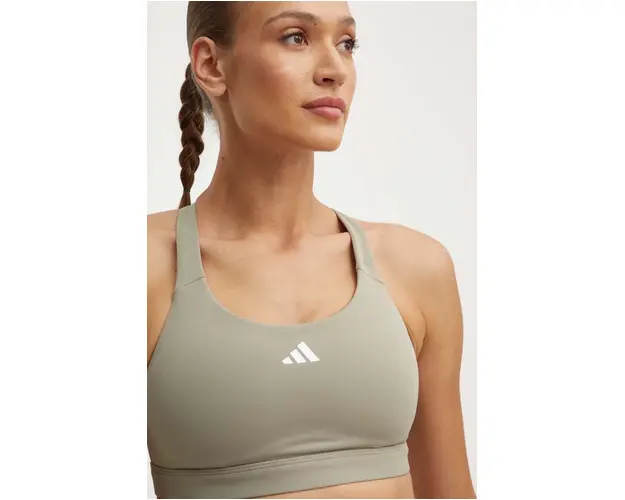 adidas Performance sutien sport culoarea verde, neted, IT6685