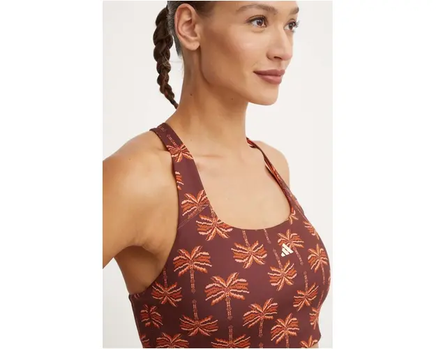 adidas Performance sutien sport x FARM Rio culoarea maro, modelator, JE4031