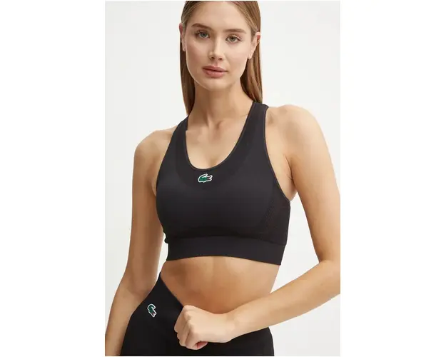 Lacoste sutien culoarea negru, neted, IF1014