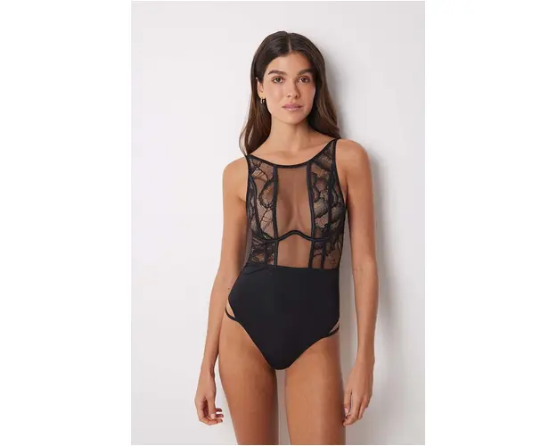 women'secret body SENSE 1 AND 2 culoarea negru, dantela, modelator, 7918822
