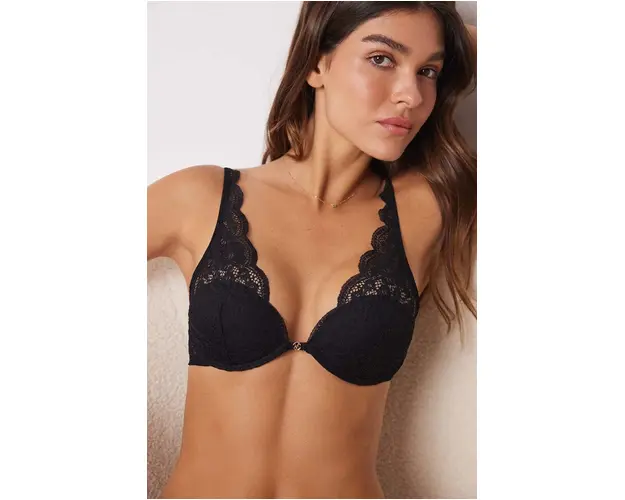 women'secret sutien FEMININE LACE culoarea negru, dantela, neted, 8430081.084.087