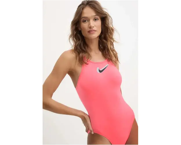 Nike costum de baie dintr-o bucata Hydrastrong 3D Swoosh culoarea roz, cupa moale, NESSE060
