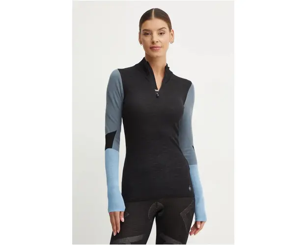 Smartwool longsleeve functional Intraknit Thermal Merino Base Layer Colorblock culoarea negru, SW002837