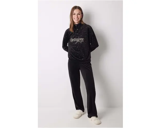 women'secret pijama LA NUIT HARRY POTTER femei, culoarea negru, 3138555