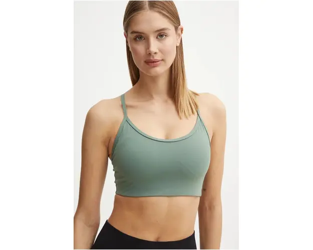 Casall sutien yoga Sleek Strappy culoarea verde, neted, 24181