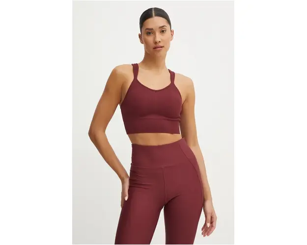 Casall sutien yoga Seamless Rib culoarea bordo, neted, 24292