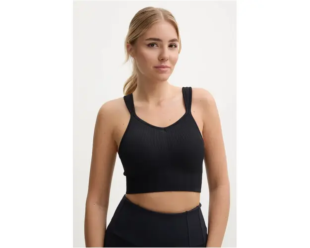 Casall sutien yoga Seamless Rib culoarea negru, neted, 24292