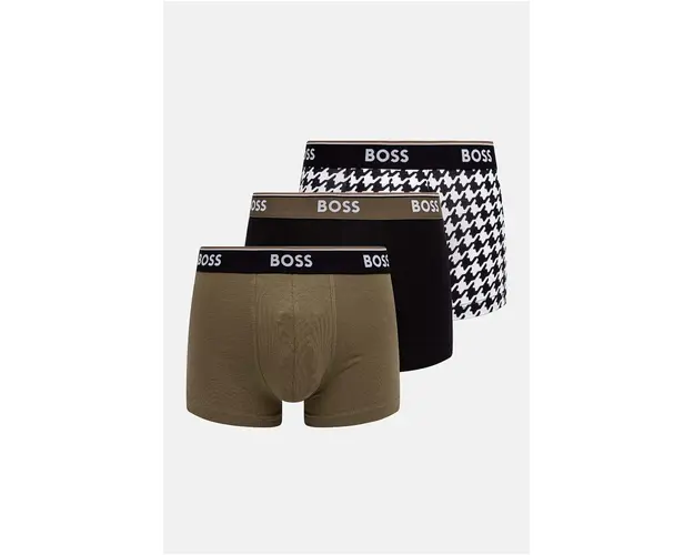 BOSS boxeri 3-pack barbati, culoarea verde, 50517829