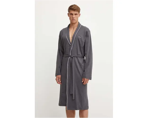 BOSS halat de baie din bumbac culoarea gri, 50522220