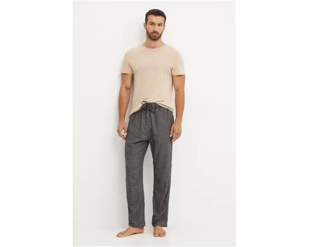 Hollister Co. pantaloni de pijama barbati, culoarea negru, modelator, KI313-4001
