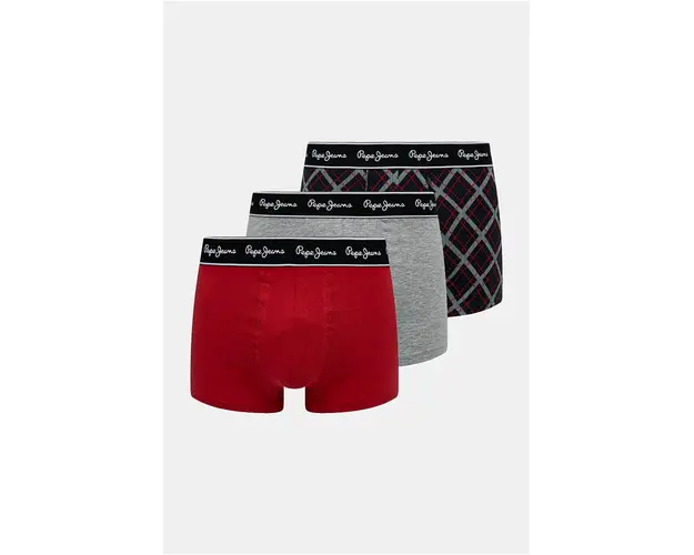 Pepe Jeans boxeri TARTAN 3-pack barbati, culoarea gri, PMU11162
