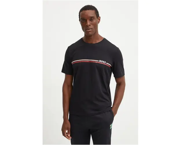 BOSS tricou lounge culoarea negru, cu imprimeu, 50527418