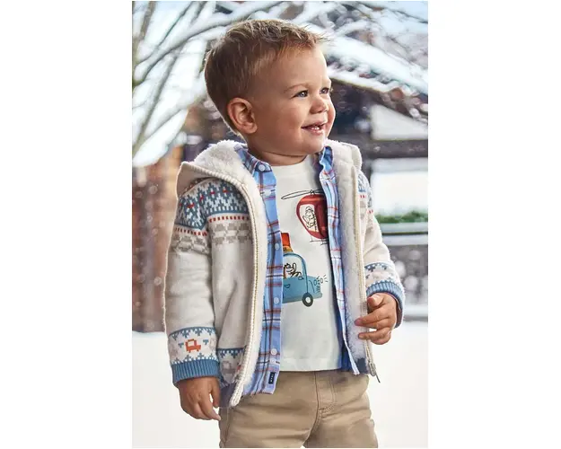 Mayoral bluza bebe culoarea bej, cu gluga, modelator, 2319