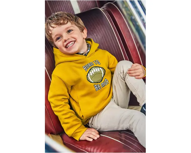 Mayoral bluza copii culoarea galben, cu gluga, cu imprimeu, 4451