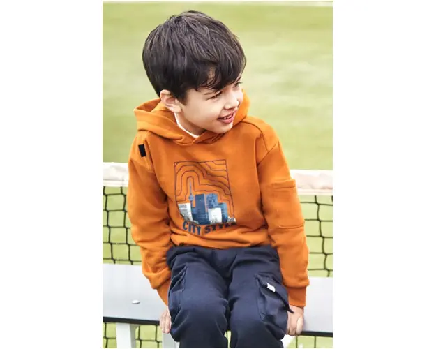 Mayoral bluza copii culoarea portocaliu, cu gluga, cu imprimeu, 4453