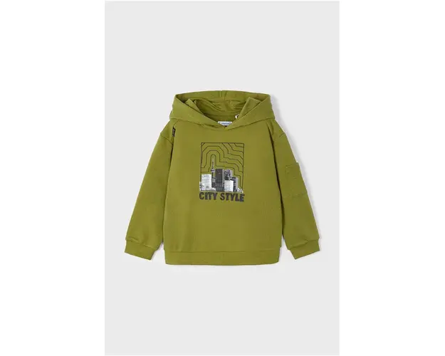 Mayoral bluza copii culoarea verde, cu gluga, cu imprimeu, 4453