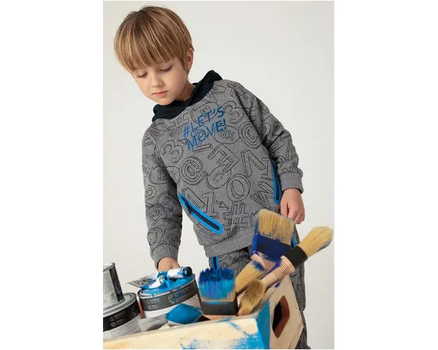 Mayoral bluza copii culoarea gri, cu gluga, modelator, 4458