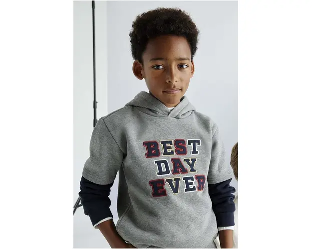 Mayoral bluza copii culoarea gri, cu gluga, cu imprimeu, 7444