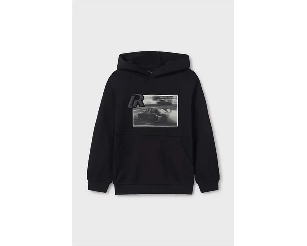 Mayoral bluza copii culoarea negru, cu gluga, cu imprimeu, 7452