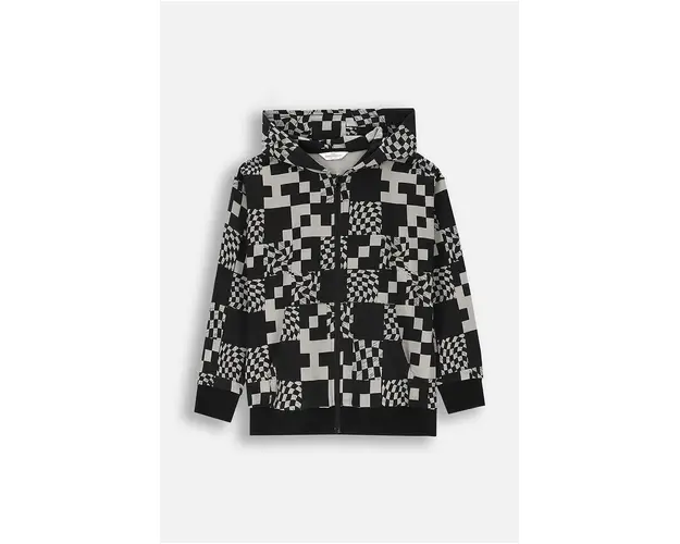 Coccodrillo hanorac de bumbac pentru copii culoarea negru, cu gluga, modelator, ACADEMY BOY JUNIOR