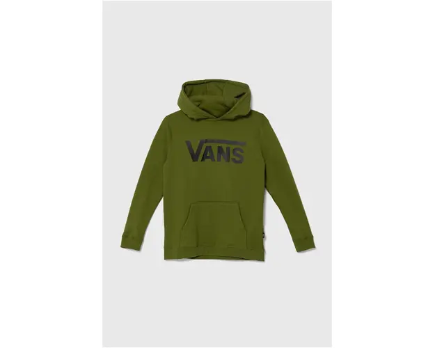 Vans hanorac de bumbac pentru copii Classic II PO BY culoarea verde, cu gluga, cu imprimeu, VN000JBMCIB1