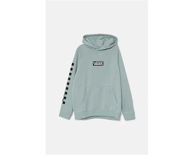 Vans bluza copii BOXED PO culoarea turcoaz, cu gluga, cu imprimeu, VN000JBRM8I1