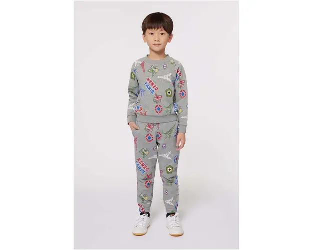 Kenzo Kids hanorac lounge din bumbac culoarea gri, modelator, K60774