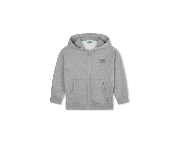 Kenzo Kids bluza copii culoarea gri, cu gluga, cu imprimeu, K60810